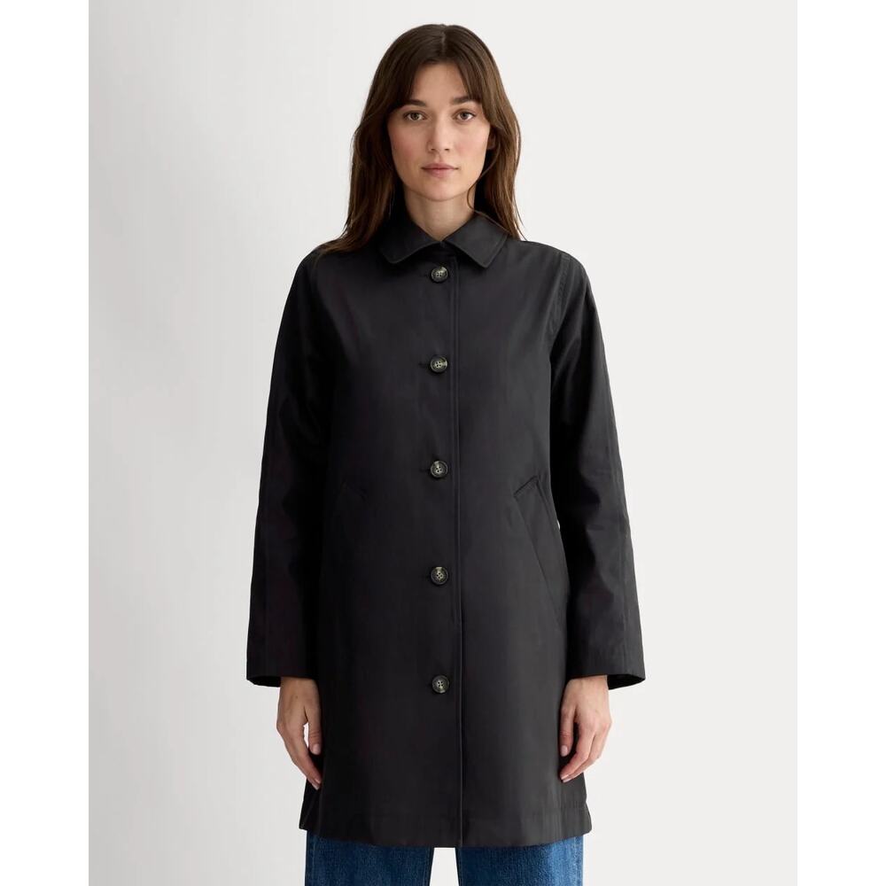 Everlane Black The Mac Coat Button Trench Jacket Cotton Water Repellent 8 Medium